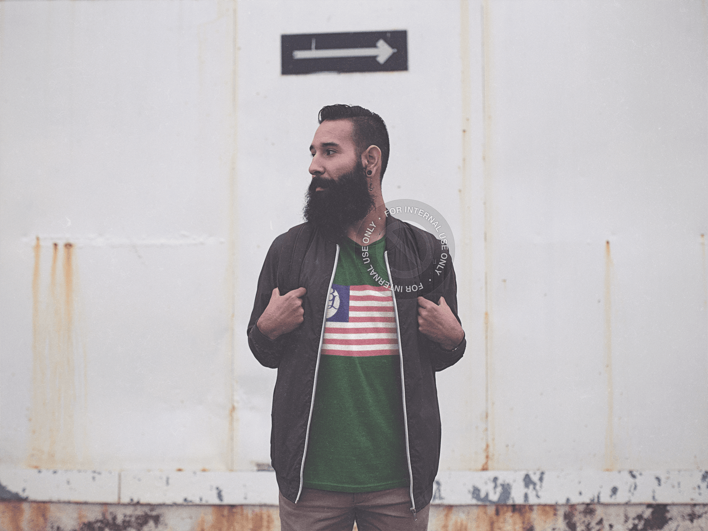 American Flag Barista Life Forest Green Tee