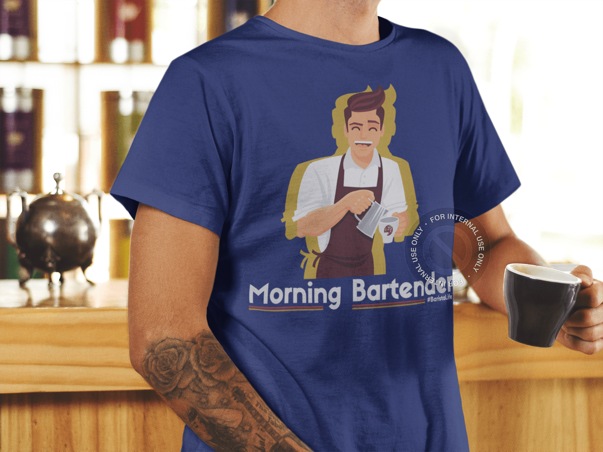 Barista Life Morning Bartender T-Shirt Blue